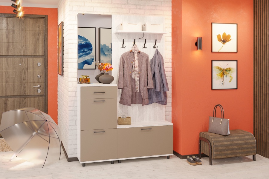 Прихожая Грейс №9 Снежный Ясень + Латте матовый