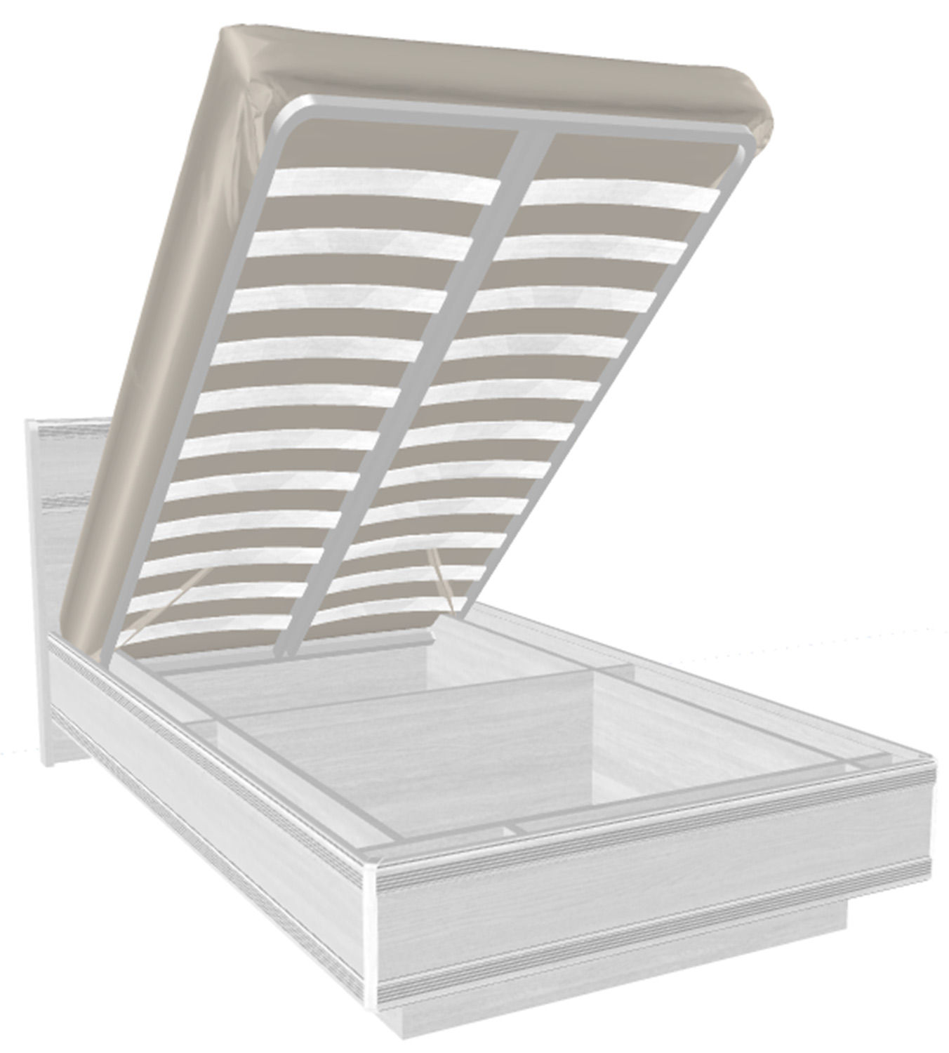 Кровать полутороспальная с подъемным механизмом Карина 120 х 200 см Снежный Ясень (Ся), КР-1001-СЯ