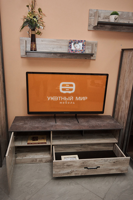 Тумба под телевизор Клео Дуб Юкон/Ателье Тёмное
