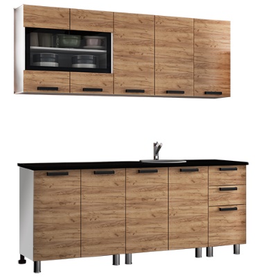 Кухня  Крафт 2.0м Крафт Черный янтарь
